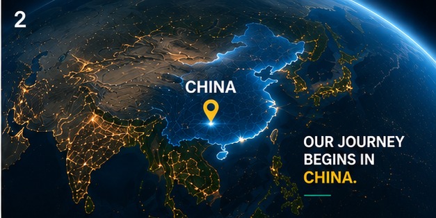 Our journey begins in China
