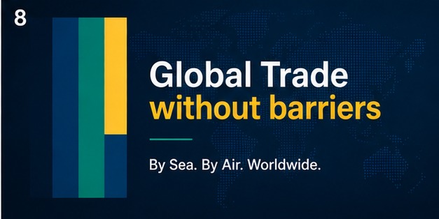 Global trade without barriers, by sea, by air, worldwide